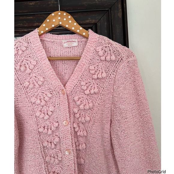 Handmade Sweaters - Vintage Hand Made Pink Cardigan